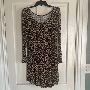 Leopard Print Long Sleeve Dress